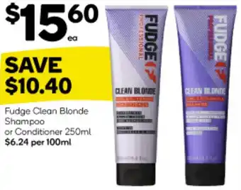 Woolworths Fudge Clean Blonde Shampoo or Conditioner 250ml offer