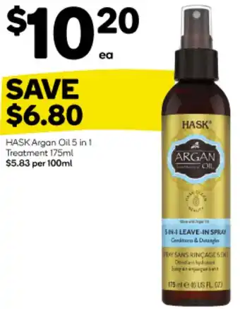 Woolworths HASK Argan Oil 5 in 1 Treatment 175ml offer