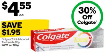 Woolworths Colgate Total Advanced Toothpaste 115g offer