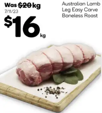 Woolworths Australian Lamb Leg Easy Carve Boneless Roast offer