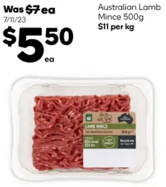 Woolworths Australian Lamb Mince 500g offer