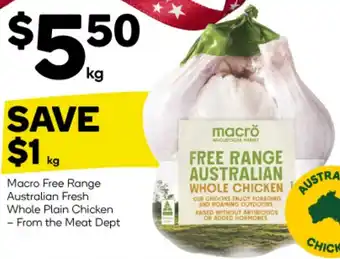 Woolworths Macro Free Range Australian Fresh Whole Plain Chicken offer
