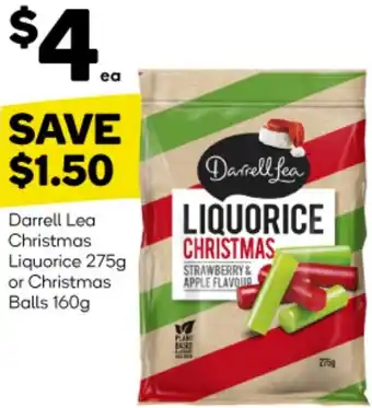 Woolworths Darrell Lea Christmas Liquorice 275g or Christmas Balls 160g offer