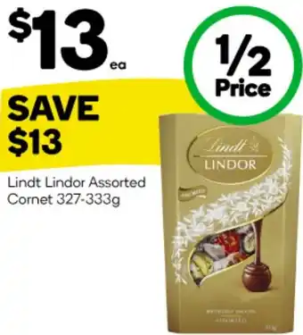 Woolworths Lindt Lindor Assorted Cornet 327-333g offer