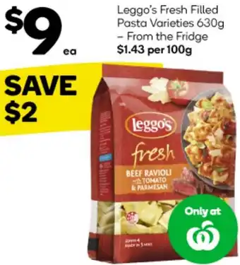 Woolworths Leggo's Fresh Filled Pasta 630g offer