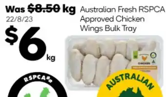 Woolworths Australian Fresh RSPCA Approved Chicken Wings Bulk Tray offer