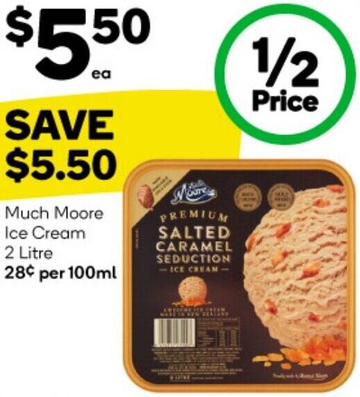 Much Moore Ice Cream 2 Litre offer at Woolworths