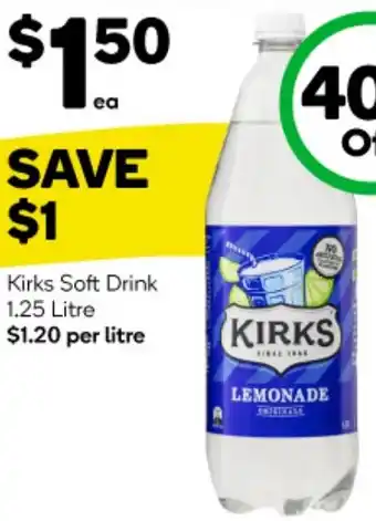 Woolworths Kirks Soft Drink 1.25 Litre offer