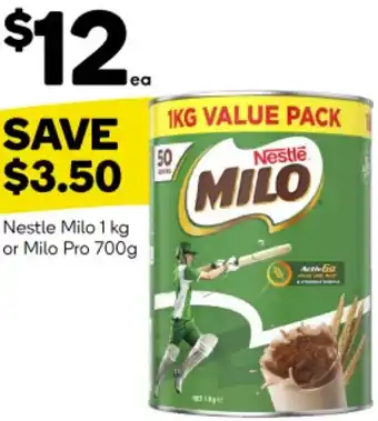 Woolworths Nestle Milo 1 kg or Milo Pro 700g offer