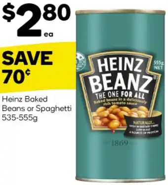 Woolworths Heinz Baked Beans or Spaghetti 535-555g offer