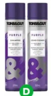 Woolworths Toni & Guy Shampoo or Conditioner 250ml offer