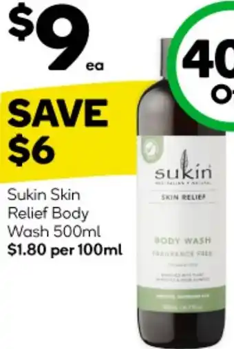 Woolworths Sukin Skin Relief Body Wash 500ml offer