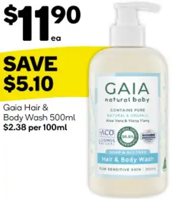Woolworths Gaia Hair & Body Wash 500ml offer