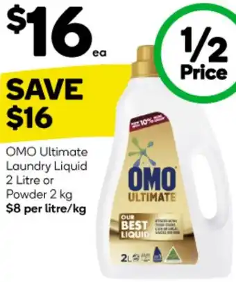 Woolworths OMO Ultimate Laundry Liquid 2 Litre or Powder 2 kg offer