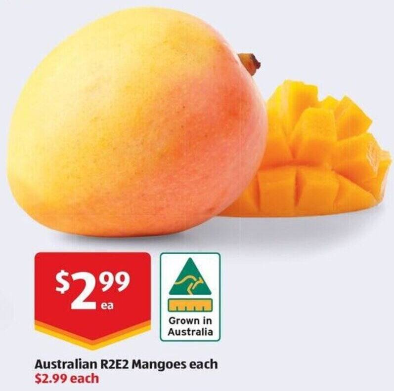 Australian R2E2 Mangoes offer at ALDI