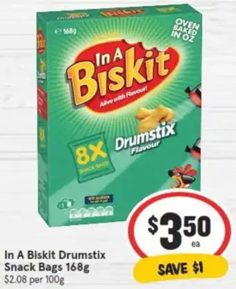 IGA In A Biskit Drumstix Snack Bags 168g offer