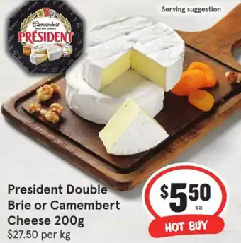 IGA President Double Brie or Camembert Cheese 200g offer