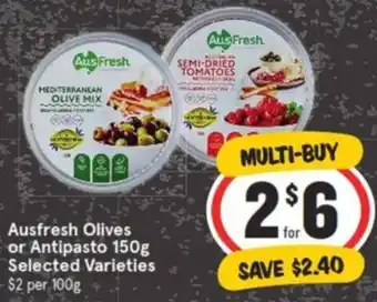 IGA Ausfresh Olives or Antipasto 150g offer