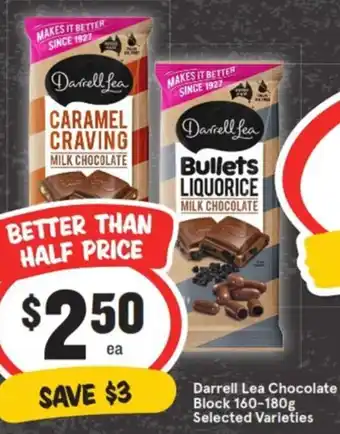 IGA Darrell Lea Chocolate Block 160-180g offer