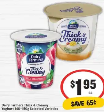 IGA Dairy Farmers Thick & Creamy Yoghurt 140-150g offer