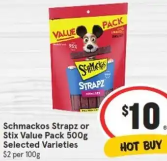 IGA Schmackos Strapz or Stix Value Pack 500g offer