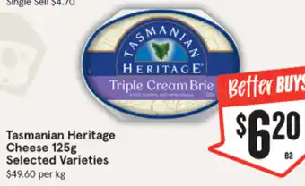 IGA Tasmanian Heritage Cheese 125g offer