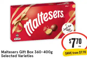 IGA Maltesers Gift Box 360-400g offer