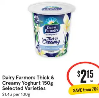 IGA Dairy Farmers Thick & Creamy Yoghurt 150g offer