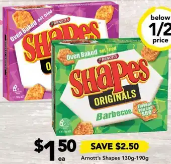 Drakes Arnott's Shapes 130g-190g offer