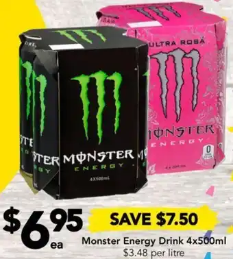 Drakes Monster Energy Drink 4x500ml offer