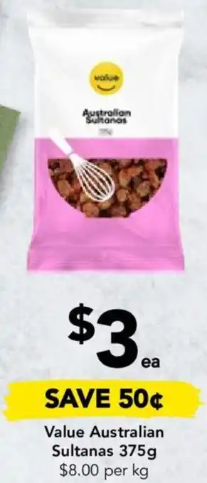 Drakes Value Australian Sultanas 375g offer