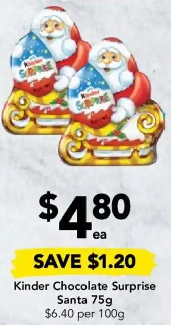 Drakes Kinder Chocolate Surprise Santa 75g offer