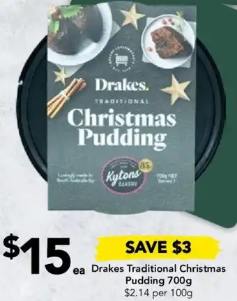 Drakes Drakes Traditional Christmas Pudding 700g offer