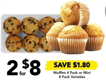 Drakes Muffins 4 Pack or Mini 8 Pack Varieties offer