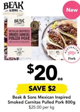 Drakes Beak & Sons Mexican Inspired Smoked Carnitas Pulled Pork 800g offer