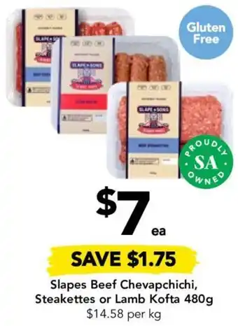 Drakes Slapes Beef Chevapchichi, Steakettes or Lamb Kofta 480g offer
