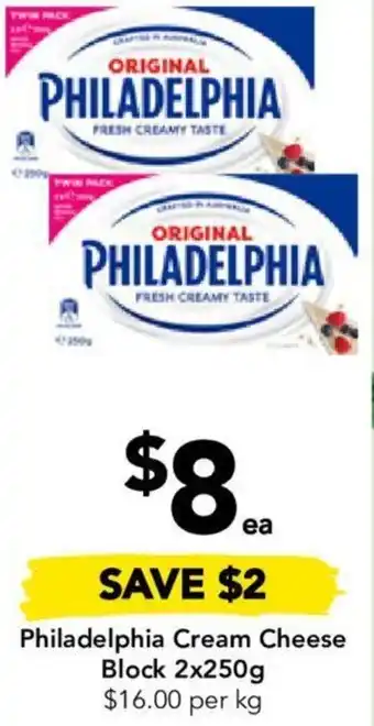 Drakes Philadelphia Cream Cheese Block 2x250g offer
