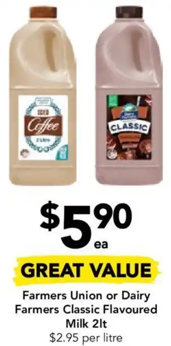 Drakes Farmers Union or Dairy Farmers Classic Flavoured Milk 2lt offer
