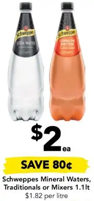 Drakes Schweppes Mineral Waters, Traditionals or Mixers 1.1lt offer