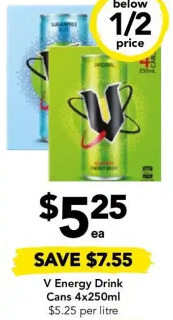 Drakes V Energy Drink Cans 4x250ml offer