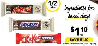 Drakes Mars or Nestle Medium Bars 35g-56g offer