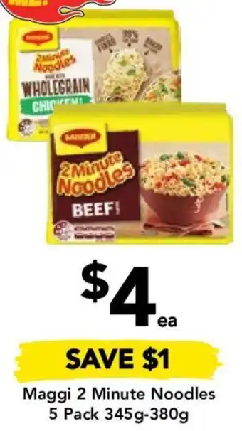 Drakes Maggi 2 Minute Noodles 5 Pack 345g-380g offer