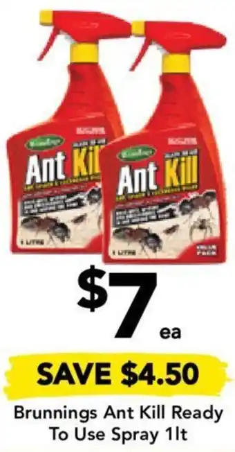 Drakes Brunnings Ant Kill Ready To Use Spray 1lt offer