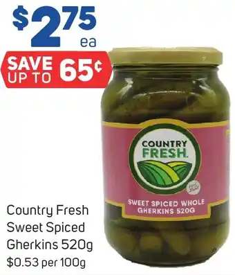 Foodland Country Fresh Sweet Spiced Gherkins 520g offer