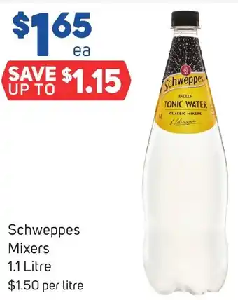Foodland Schweppes Mixers 1.1 Litre offer