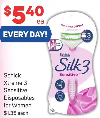 Foodland Schick Xtreme 3 Sensitive Disposables for Women offer