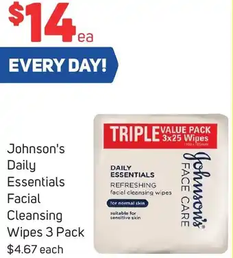 Foodland Johnson's Daily Essentials Facial Cleansing Wipes offer