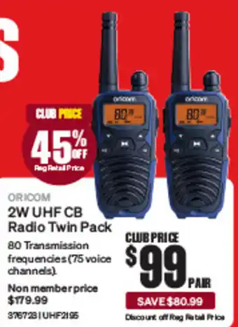 2W UHF CB Radio Twin Pack