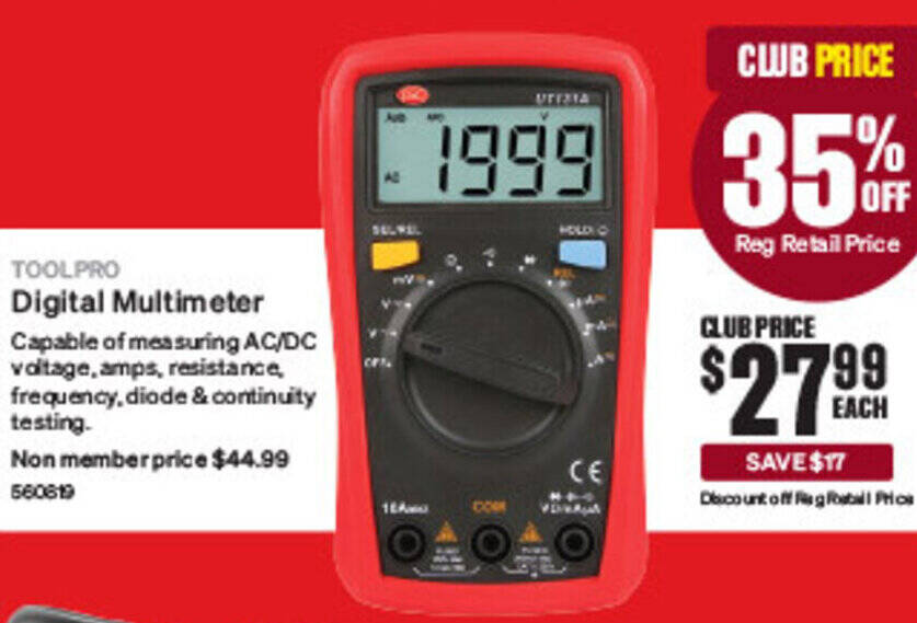 Digital Multimeter offer at SuperCheap Auto