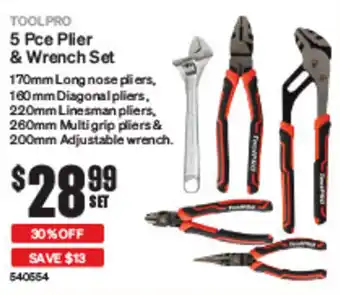 5 Pce Plier & Wrench Set